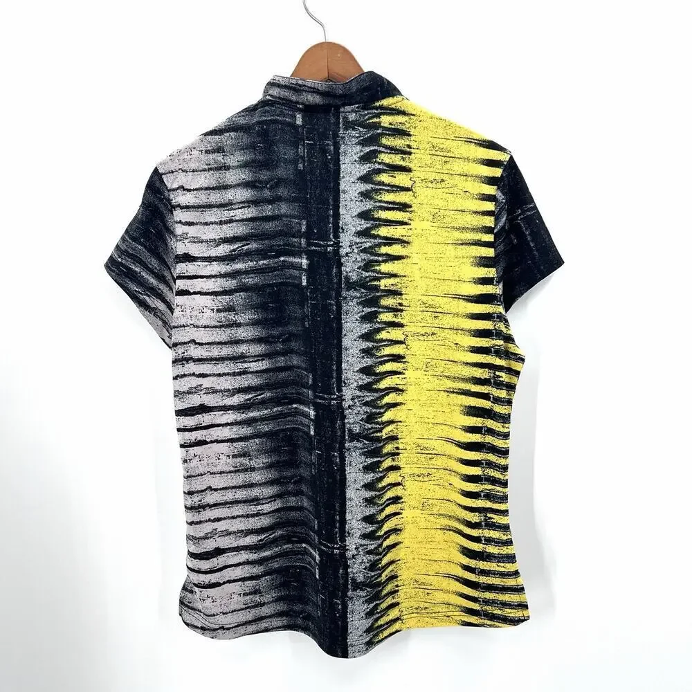 Vintage 80s 90s Jamie Sadock Colorful Black Yellow Golf Tennis Top Womens Large